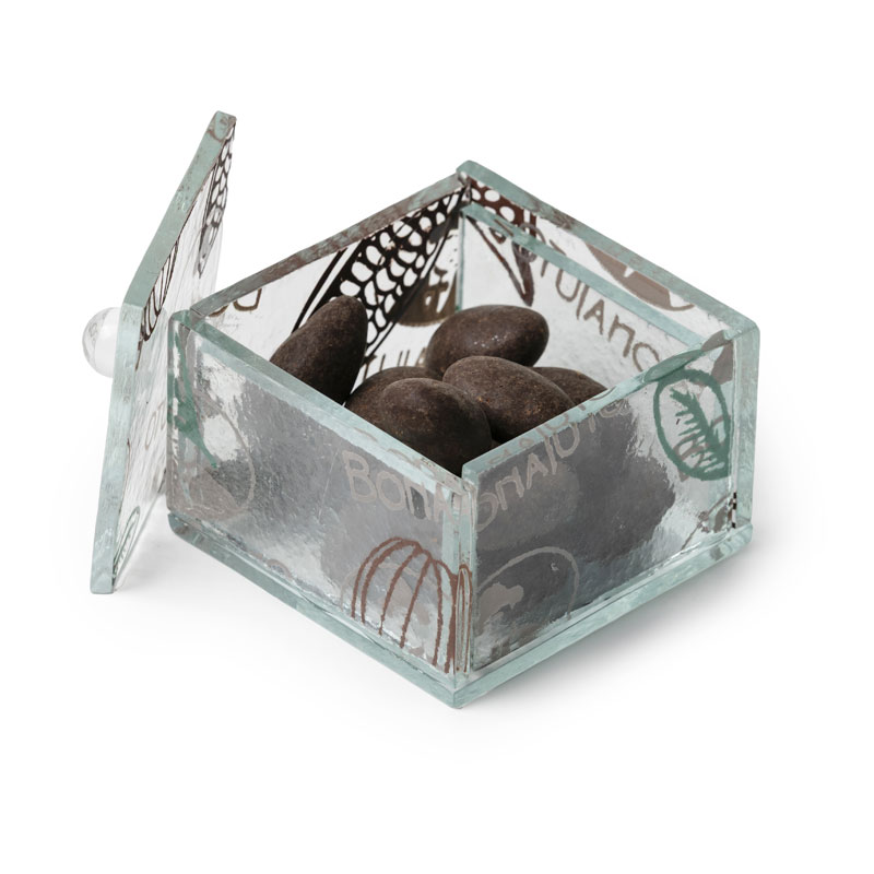 Portagioie in vetro Thalass con mandorle ricoperte di cioccolato all'arancia
